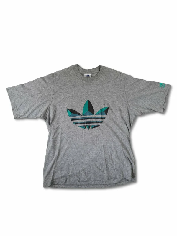 Vintage Adidas Shirt Trefoil Bedruckt Grau XL 1