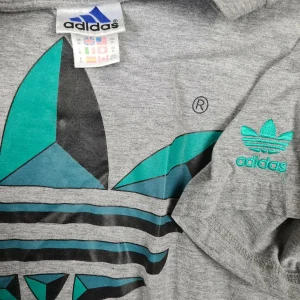 Vintage Adidas Shirt Trefoil Bedruckt Grau XL 9