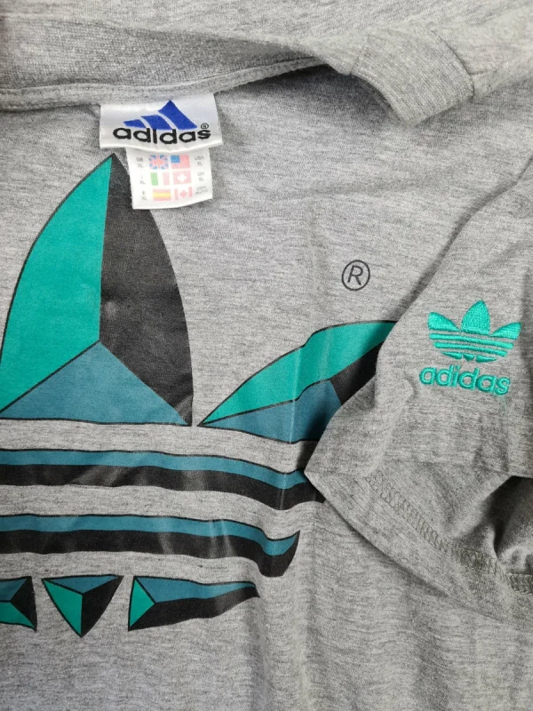 Vintage Adidas Shirt Trefoil Bedruckt Grau XL 4