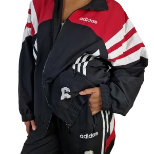 Vintage Adidas Sportanzug Blacktag Fußball K.F. Kosova Hamburg Schwarz Rot L 7