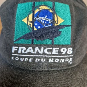 Vintage Adidas Cap Coupe Du Monde France Brazil 1998 Ausgewaschen Schwarz 9