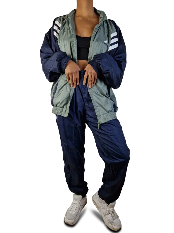 Vintage Adidas Tracksuit 2001 Basic Dunkelblau Grün L 1