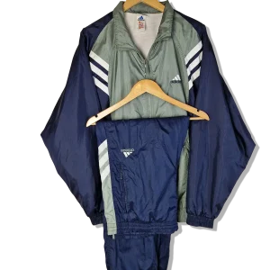 Vintage Adidas Tracksuit 2001 Basic Dunkelblau Grün L 7