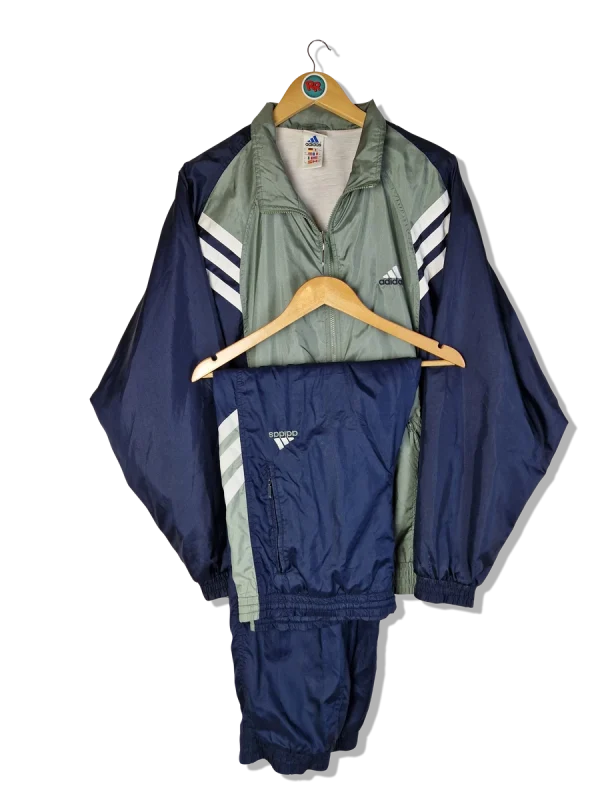 Vintage Adidas Tracksuit 2001 Basic Dunkelblau Grün L 3