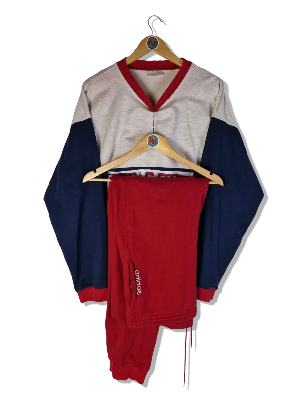 Rare! Vintage Adidas Trainingsanzug Spellout Rot Grau (D9) L-XL 3