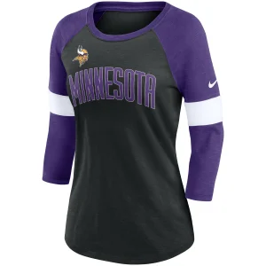 Women’s Nike Minnesota Vikings Heathered Black/Heathered Purple Football Pride Slub 3/4 Raglan Sleeve T-Shirt 7