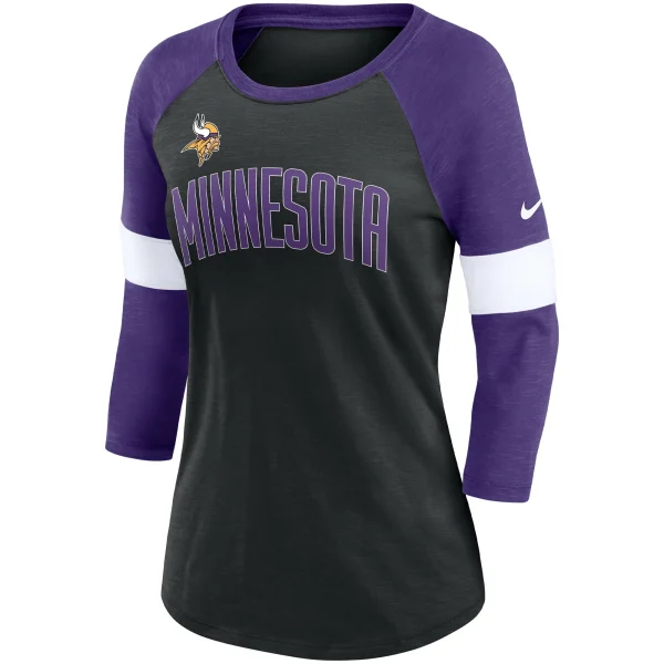 Women’s Nike Minnesota Vikings Heathered Black/Heathered Purple Football Pride Slub 3/4 Raglan Sleeve T-Shirt 3