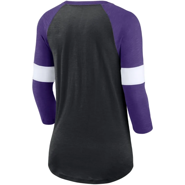Women’s Nike Minnesota Vikings Heathered Black/Heathered Purple Football Pride Slub 3/4 Raglan Sleeve T-Shirt 4