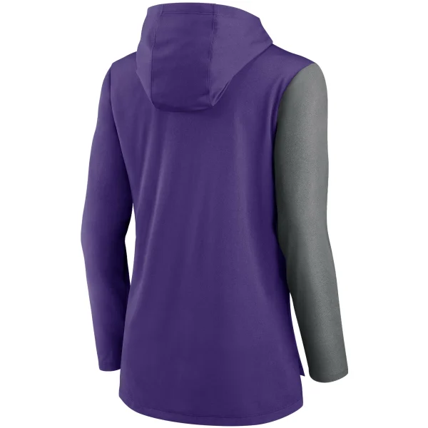 Women’s Nike Purple/Heathered Charcoal Minnesota Vikings Chevron Hoodie Performance Long Sleeve T-Shirt 4