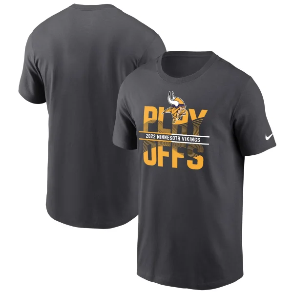 Men’s Nike Anthracite Minnesota Vikings 2022 NFL Playoffs Iconic T-Shirt 1
