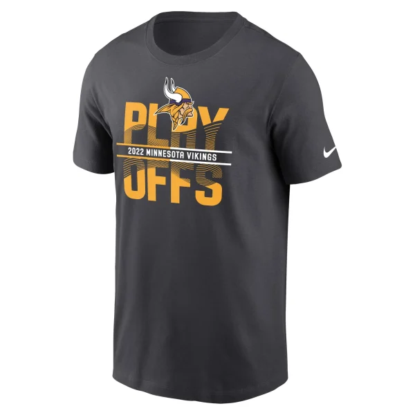 Men’s Nike Anthracite Minnesota Vikings 2022 NFL Playoffs Iconic T-Shirt 3