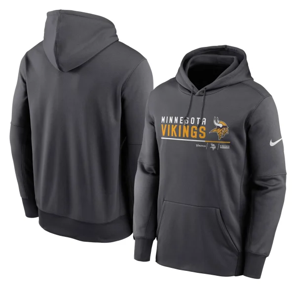 Men’s Nike Anthracite Minnesota Vikings Prime Logo Name Split Pullover Hoodie 1