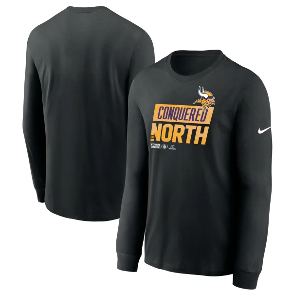 Men’s Nike Black Minnesota Vikings 2022 NFC North Division Champions Locker Room Trophy Collection Long Sleeve T-Shirt 1