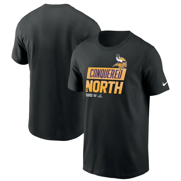Men’s Nike Black Minnesota Vikings 2022 NFC North Division Champions Locker Room Trophy Collection T-Shirt 1