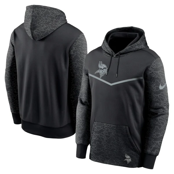 Men’s Nike Black Minnesota Vikings RFLCTV Chevron Pullover Hoodie 1