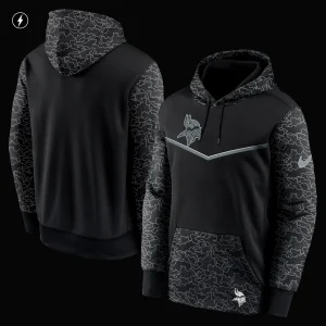 Men’s Nike Black Minnesota Vikings RFLCTV Chevron Pullover Hoodie 10