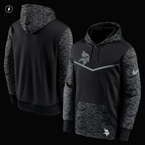 Men’s Nike Black Minnesota Vikings RFLCTV Chevron Pullover Hoodie 3