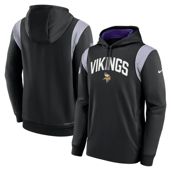 Men’s Nike Black Minnesota Vikings Sideline Athletic Stack Performance Pullover Hoodie 1