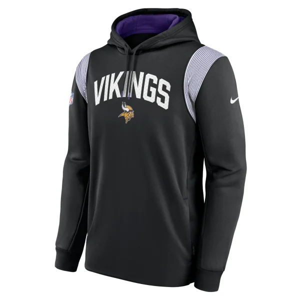 Men’s Nike Black Minnesota Vikings Sideline Athletic Stack Performance Pullover Hoodie 3