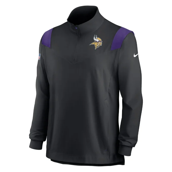 Men’s Nike Black Minnesota Vikings Sideline Coach Chevron Lockup Quarter-Zip Long Sleeve Top 3