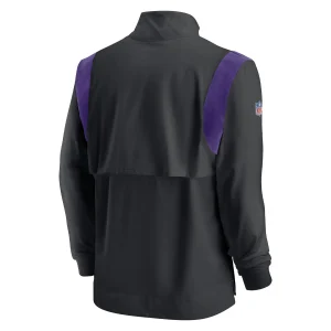 Men’s Nike Black Minnesota Vikings Sideline Coach Chevron Lockup Quarter-Zip Long Sleeve Top 9