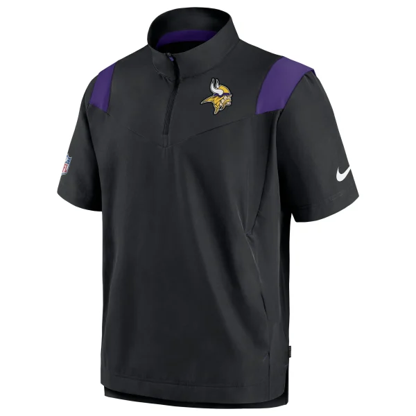 Men’s Nike Black Minnesota Vikings Sideline Coaches Chevron Lockup Pullover Top 3