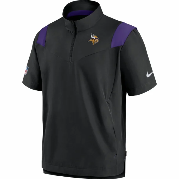 Men’s Nike Black Minnesota Vikings Sideline Coaches Short Sleeve Quarter-Zip Jacket 3