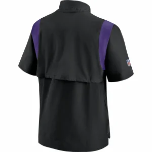 Men’s Nike Black Minnesota Vikings Sideline Coaches Short Sleeve Quarter-Zip Jacket 9