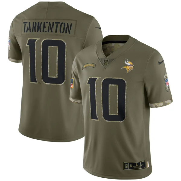 Men’s Nike Fran Tarkenton Olive Minnesota Vikings 2022 Salute To Service Retired Player Limited Jersey 1