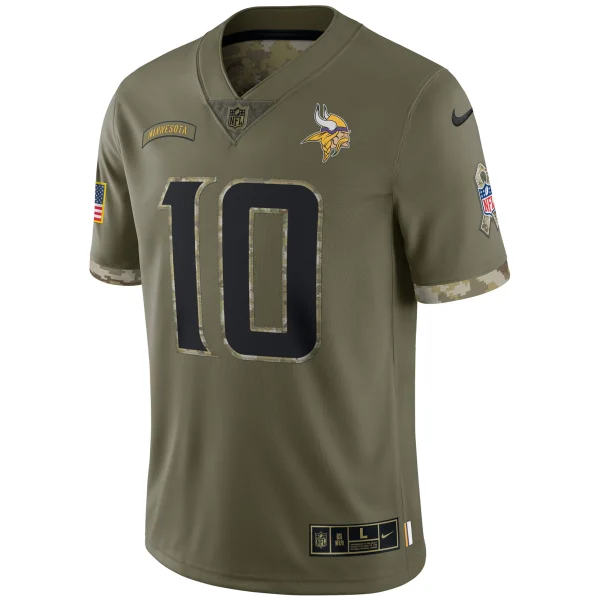 Men’s Nike Fran Tarkenton Olive Minnesota Vikings 2022 Salute To Service Retired Player Limited Jersey 3