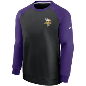 Men’s Nike Black/Purple Minnesota Vikings Historic Raglan Crew Performance Sweater 7