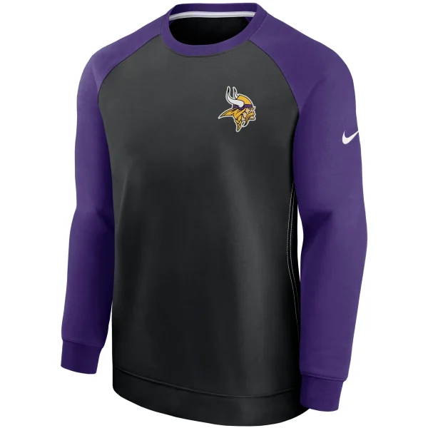 Men’s Nike Black/Purple Minnesota Vikings Historic Raglan Crew Performance Sweater 3