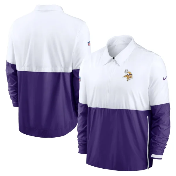 Men’s Nike White/Purple Minnesota Vikings Sideline Coaches Half-Zip Jacket 1