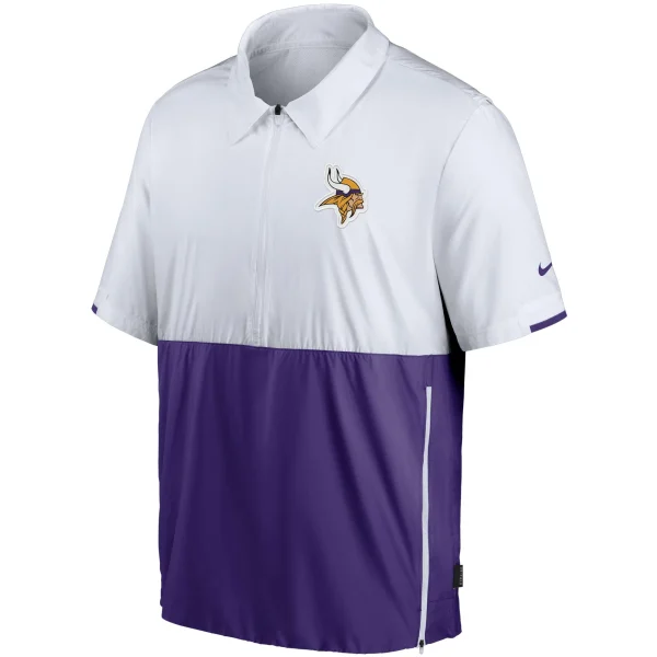 Men’s Nike White/Purple Minnesota Vikings Sideline Coaches Half-Zip Short Sleeve Jacket 3