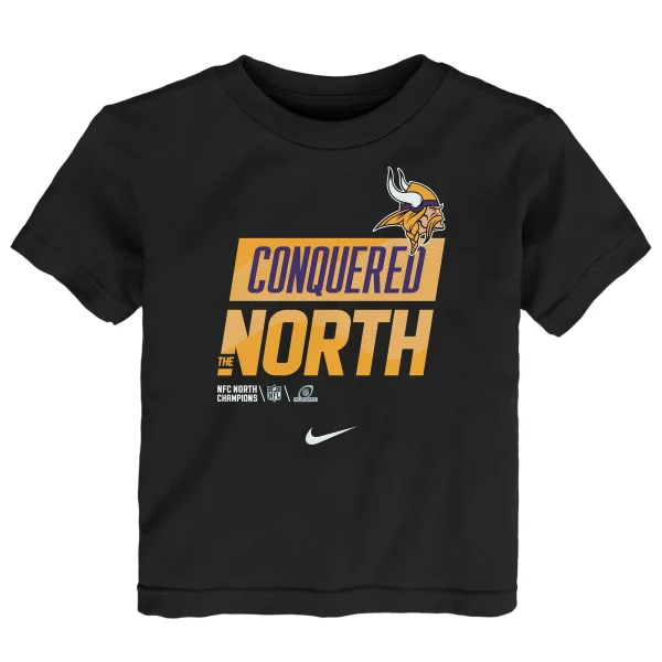 Toddler Nike Black Minnesota Vikings 2022 NFC North Division Champions Locker Room Trophy Collection T-Shirt 3