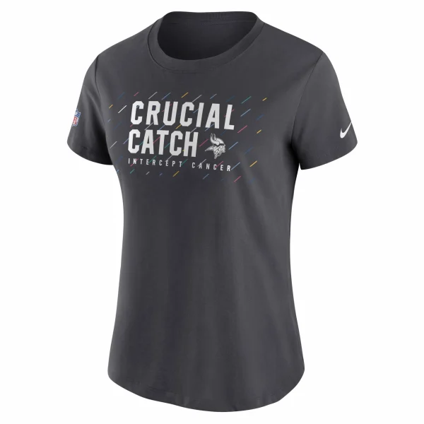 Women’s Nike Anthracite Minnesota Vikings 2021 NFL Crucial Catch Performance T-Shirt 3