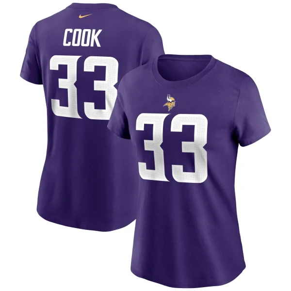 Women’s Nike Dalvin Cook Purple Minnesota Vikings Name & Number T-Shirt 1