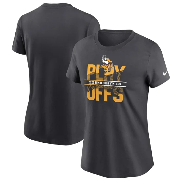 Women’s Nike Gray Minnesota Vikings 2022 NFL Playoffs Iconic T-Shirt 1