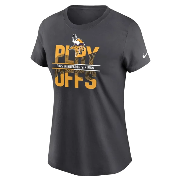 Women’s Nike Gray Minnesota Vikings 2022 NFL Playoffs Iconic T-Shirt 3