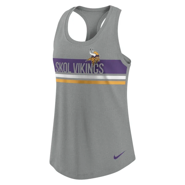 Women’s Nike Heathered Charcoal Minnesota Vikings Scoop Neck Racerback Performance Tank Top 3