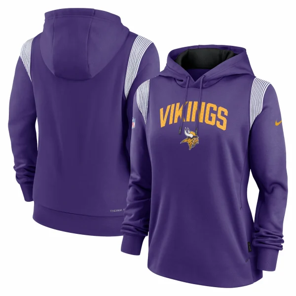 Women’s Nike Purple Minnesota Vikings Sideline Stack Performance Pullover Hoodie 1