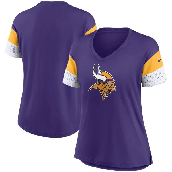 Women’s Nike Purple Minnesota Vikings Team Logo Fashion Performance Tri-Blend V-Neck T-Shirt 1