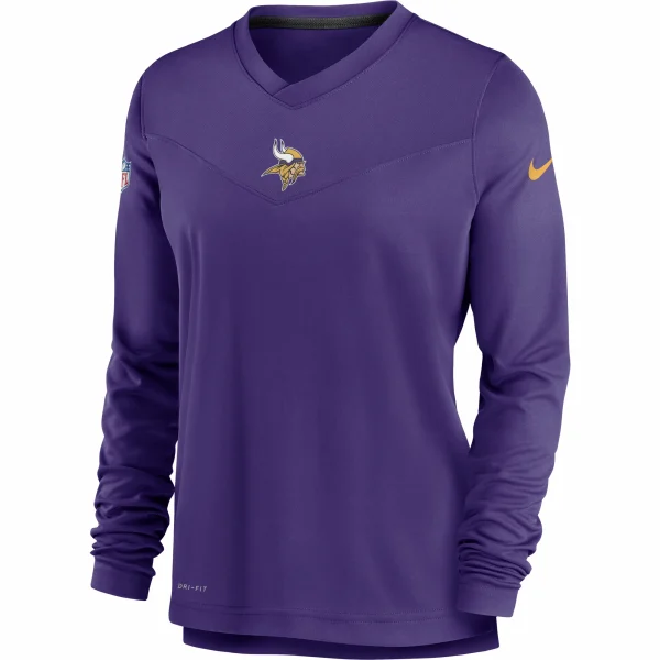 Women’s Nike Purple Minnesota Vikings Top Coach Performance V-Neck Long Sleeve T-Shirt 3