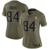 Women’s Nike Randy Moss Olive Minnesota Vikings 2022 Salute To Service Retired Player Limited Jersey 13