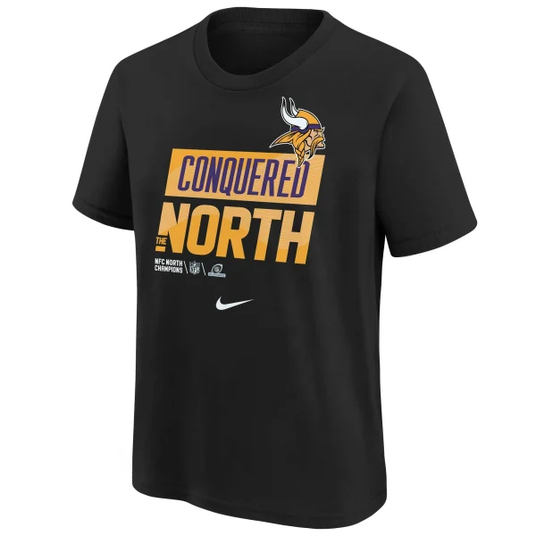 Youth Nike Black Minnesota Vikings 2022 NFC North Division Champions Locker Room Trophy Collection T-Shirt 3