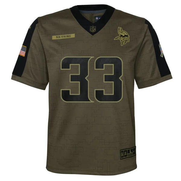 Youth Nike Dalvin Cook Olive Minnesota Vikings 2021 Salute To Service Game Jersey 3
