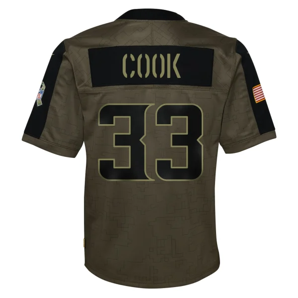 Youth Nike Dalvin Cook Olive Minnesota Vikings 2021 Salute To Service Game Jersey 4